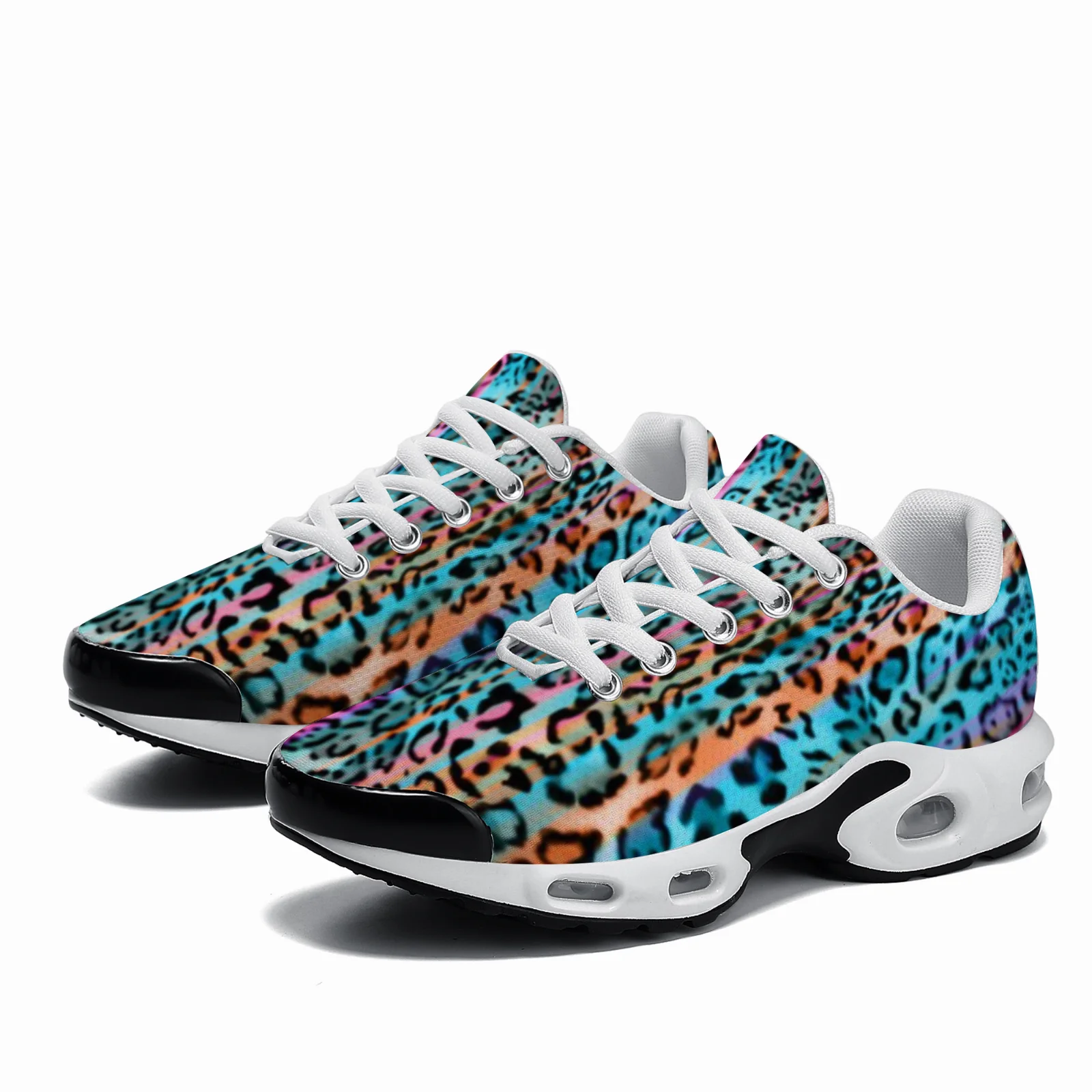 Breathable Mesh Athletic Shoes - Özelleştirilebilir mavi leopar desenli günlük hava