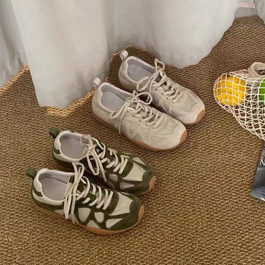 Sneakers - Vintage Patchwork Bağcıklı Kadın Spor Ayakkabıları