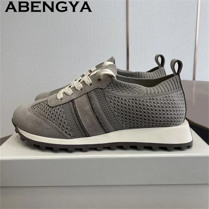 Knit Fabric Lace Up Sneakers - 2026 İlkbahar Sıcak Fırsat Örgü Bağcıklı