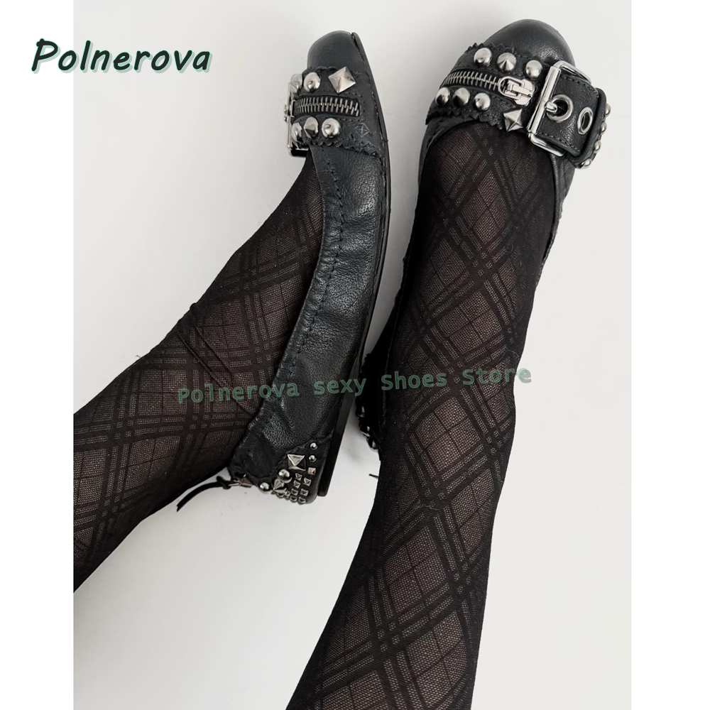 Women'S Shoes - Perçinli Tokalı Mary Jane Ayakkabılar Sivri