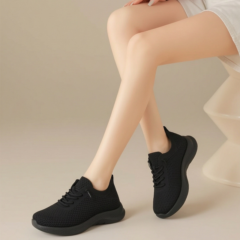 Yaz Bayanlar Nefes Örgü yürüyü - Knit Fabric Lace Up Sneakers incelemesi ve fiyatı