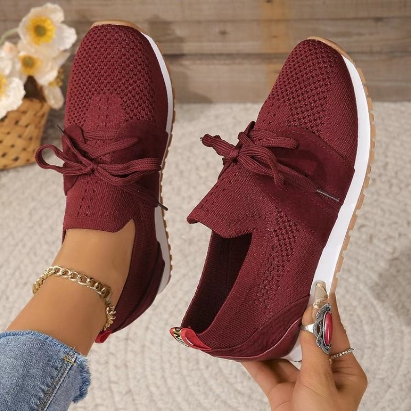 Yeni Siyah Örgü Nefes Alabilen - Knit Fabric Lace Up Sneakers incelemesi ve fiyatı