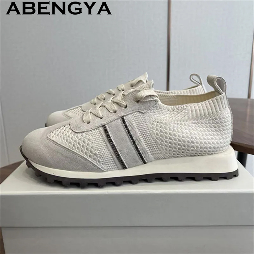2026 İlkbahar Sıcak Fırsat Örg - Knit Fabric Lace Up Sneakers incelemesi ve fiyatı