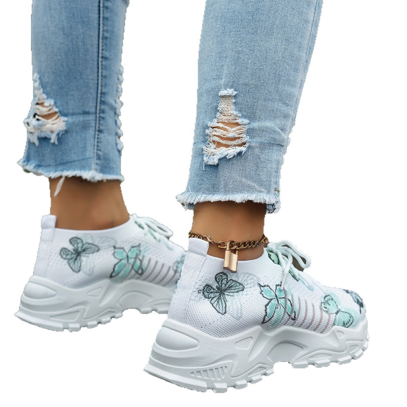 Kadın Kelebek Baskılı File Spo - Knit Fabric Lace Up Sneakers incelemesi ve fiyatı