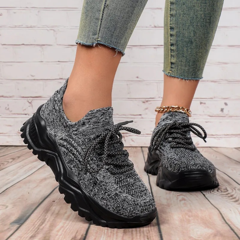 Kadınlar ve Erkekler için Moda - Knit Fabric Lace Up Sneakers incelemesi ve fiyatı