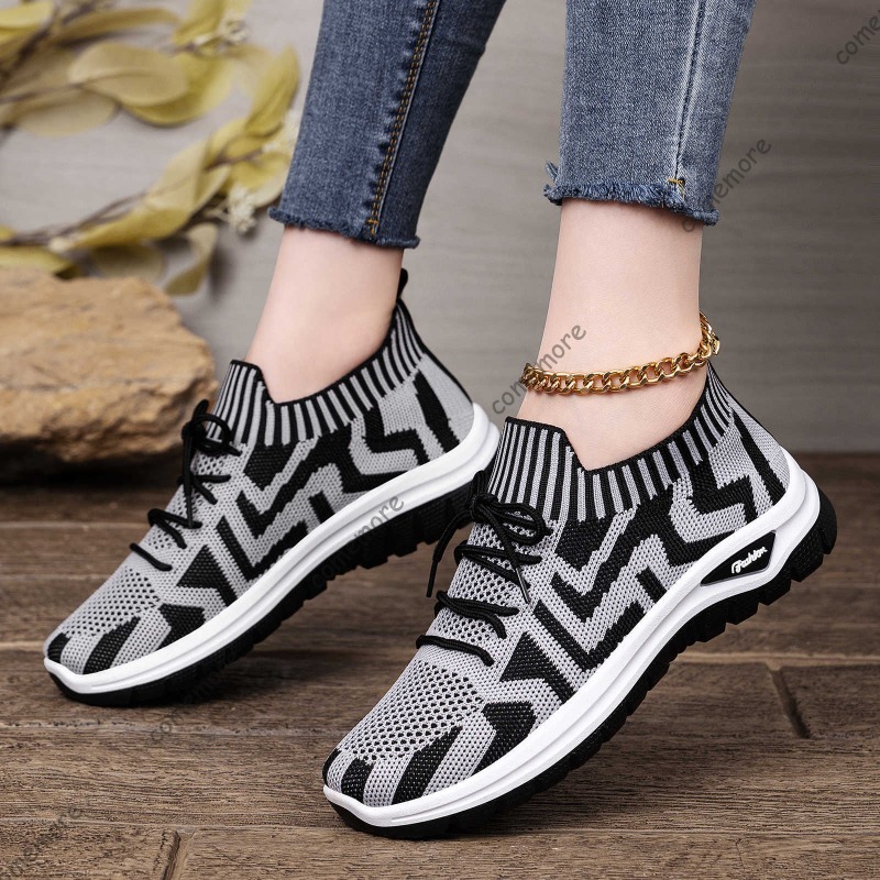 Kadın Örgü Slip-On Spor Ayakka - Knit Fabric Lace Up Sneakers incelemesi ve fiyatı