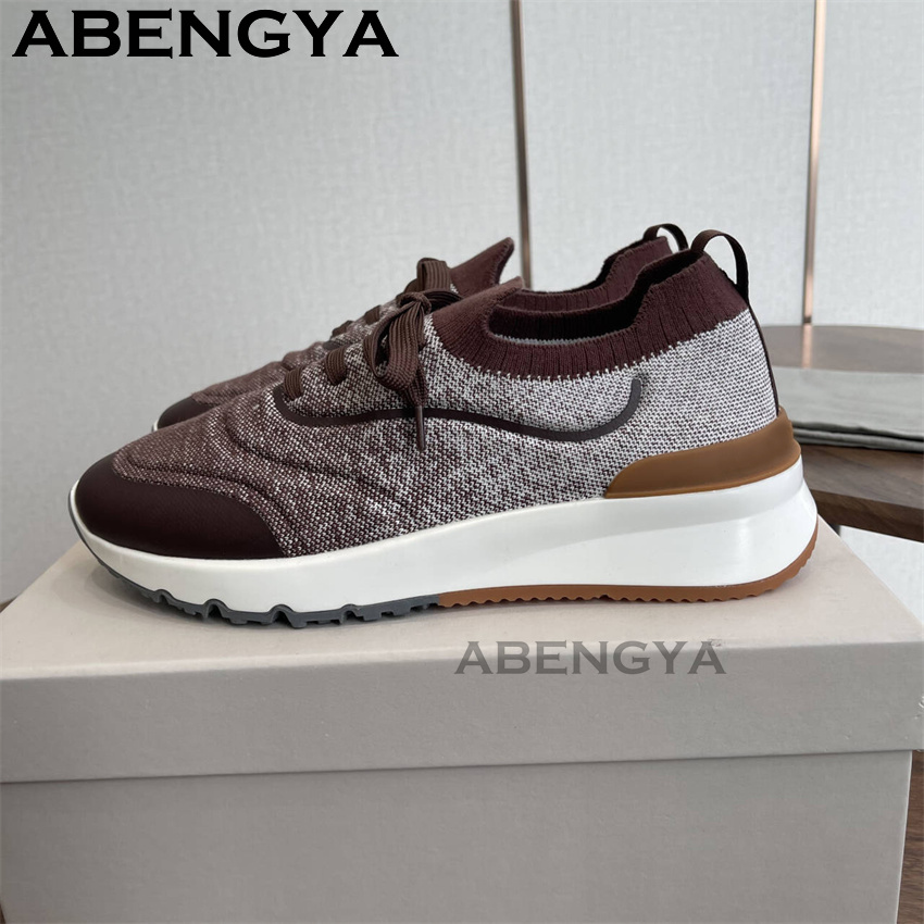 Erkekler yeni çok renkli örme  - Knit Fabric Lace Up Sneakers incelemesi ve fiyatı
