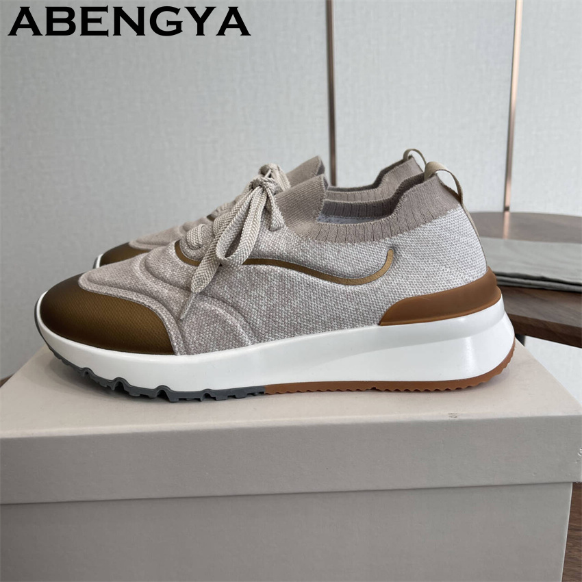 Erkekler yeni çok renkli örme  - Knit Fabric Lace Up Sneakers incelemesi ve fiyatı