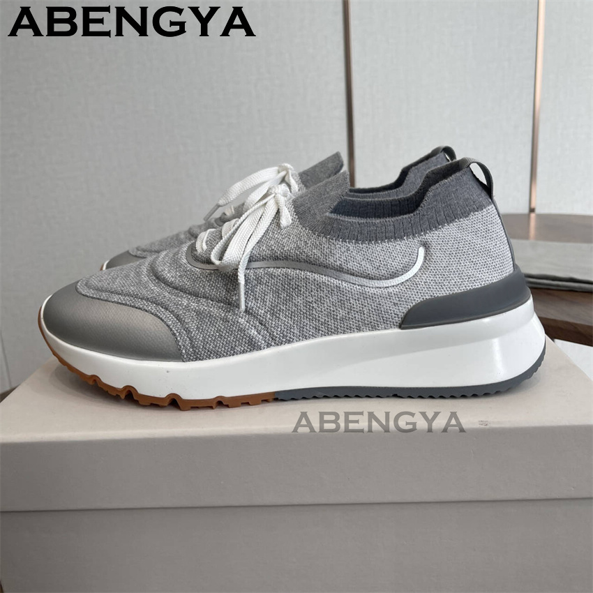 Erkekler yeni çok renkli örme  - Knit Fabric Lace Up Sneakers incelemesi ve fiyatı